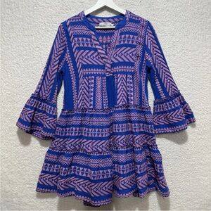 Devotion TWINS Famous Ella Purple and Pink Geometric Tiered Mini Dress